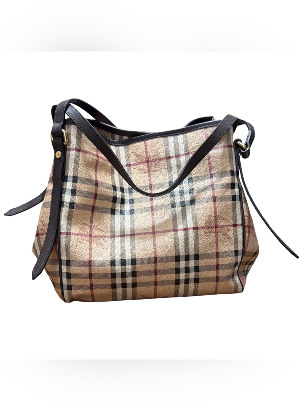 Burberry • Canterbury Haymarket Check Coated Canvas & Leather Shoulder Bag Tote